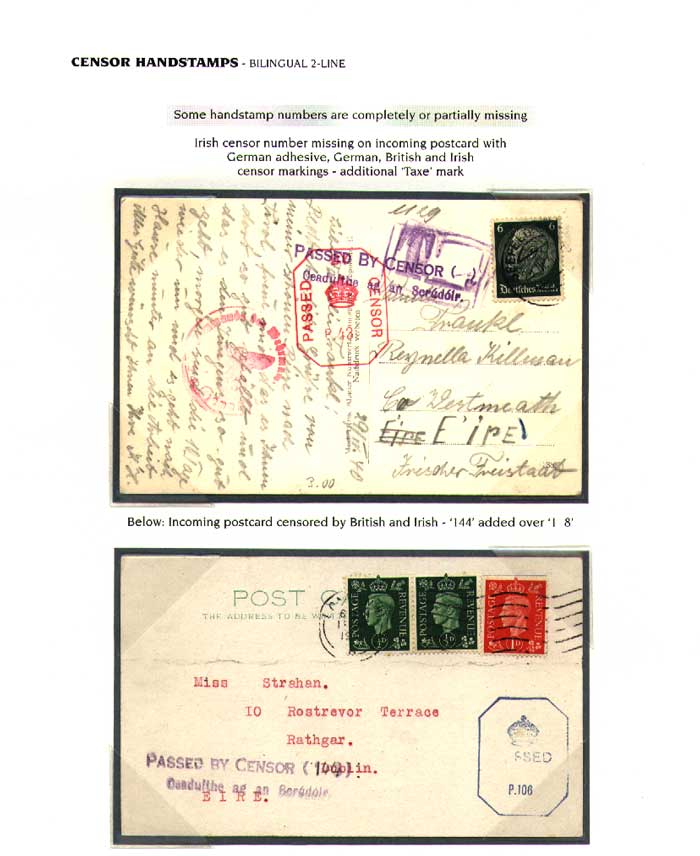 Censor Handstamp - 2-Line Bilingual with number