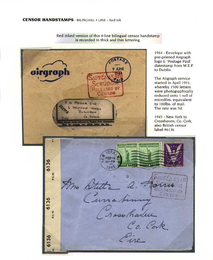 Censor Handstamp - 4-Line Boxed - Red