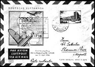 1956 Saarland acceptance for Hamburg-Shannon-Chicago