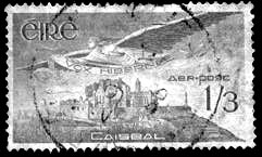 1/3 airmail stamp - single used with extra feather