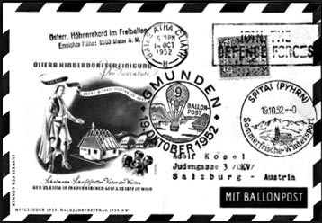 1952 Balloon Post Dublin to Austria
